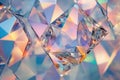 Intricate reflections of light on diamond facets, creating a dazzling array of rainbow colors and geometric patterns Royalty Free Stock Photo
