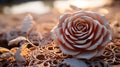 Intricate Religious Motifs on Rose-Colored Marble at Sunrise