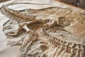 An intricate rendering of a beautifully preserved dinosaur fossil emphasizing the intricate details and texture