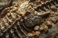 An intricate rendering of a beautifully preserved dinosaur fossil emphasizing the intricate details and texture