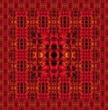 intricate repeating detailed geometric design in scarlet red black and gold colours