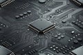 Intricate Retro Circuit Board Macro A Dark Grey Scale Exploration of Printed Circuit Technology showcasing the Rule of