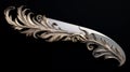Intricate Rococo-inspired 3d Sculpted Silver Feather Knife