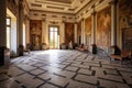 intricate roman mosaic floor pattern in ancient villa Royalty Free Stock Photo