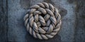 Intricate rope knot, nautical Theme, showcases texture on textured Backdrop Royalty Free Stock Photo