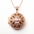 Intricate Rose Gold Locket With White Diamonds - Viscountess Inspired