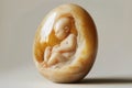 Intricate sculpture of a human figure inside an egg-shaped shell made from translucent material Royalty Free Stock Photo