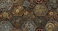 Intricate Steampunk Gears Cogs Honeycomb Seamless Pattern Clockwork Industrial Art Style Royalty Free Stock Photo