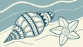 Intricate Seashell and Starfish on a Sandy Beach Scene, vector design Generative AI Royalty Free Stock Photo