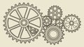 Intricate Set of Interlocking Gears, Mechanical System, vector design Generative AI Royalty Free Stock Photo