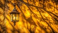 Intricate Shadow Play Delicate Tree Branches Cast Exquisite Patterns Against a LanternLit Wall in a Macro Photography Royalty Free Stock Photo