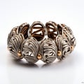 Intricate Silver And Gold Bracelet With Sterling Silver Highlights