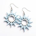 Intricate Small Blue Sunburst Earrings With Modular Constructivism Design