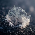 On a dark textured surface accentuating its delicate frost and Royalty Free Stock Photo