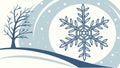 Intricate snowflake in serene winter landscape with a bare tree. vector design Generative AI Royalty Free Stock Photo