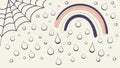 Intricate Spiderweb with Raindrops and Rainbow Arc Vector, vector design Generative AI Royalty Free Stock Photo