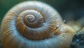 Intricate Spiral of a Beige Snail Shell Close Up