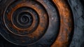 Intricate spiral pattern in rusty metal