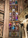 Stained glass window of Milan Catehdral in Italy Royalty Free Stock Photo