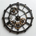 Intricate Steampunk Clock with Exposed Gears Royalty Free Stock Photo