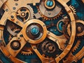 Intricate Steampunk Clockwork with Copper Tones Royalty Free Stock Photo