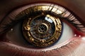 Intricate Steampunk eye closeup. Generate Ai