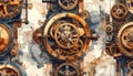 Intricate Steampunk Gears and Cogs Abstract Background Royalty Free Stock Photo
