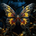 Intricate Steampunk Glass Butterfly: Surrealistic Futuristic Art
