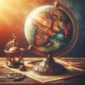 Intricate steampunk globe with gears and patterns Royalty Free Stock Photo