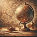Intricate steampunk globe with gears and patterns Royalty Free Stock Photo
