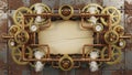 Steampunk Frame with Gears and Pipes on Rusty Metal Background Royalty Free Stock Photo