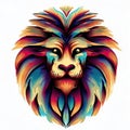 Intricate Stoicism: Vector Lion Face Crafted on White,Generative AI