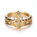 Intricate Storytelling: Yellow Gold Tiara Ring With Diamond