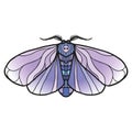 Elegant stained glass Art Nouveau-inspired blue purple moth.