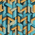 Abstract Geometric Interlocking Blocks: Teal, Orange, and Beige 3D Design Royalty Free Stock Photo
