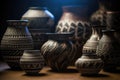 intricate traditional tribal pottery in natural light