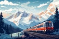 Intricate Train mountains illustration. Generate Ai Royalty Free Stock Photo