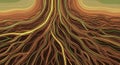 Intricate tree roots spread widely underground, symbolizing growth, connection, and natural strength Royalty Free Stock Photo