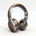 Intricate Tribal Abstraction: 3d Model Of A Silver And Brown Earphone