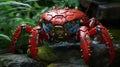 Intricate Underwater World: Red Robot Toy In Hyperrealistic Wildlife Portrait