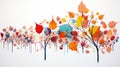 A creative composition featuring colorful autumn leaves