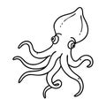 Intricate Vector Illustration of Octopus with Flowing Tentacles for Creative Design Use Royalty Free Stock Photo
