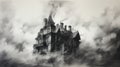 Intricate Victorian House Painting In Charcoal Style Royalty Free Stock Photo