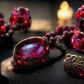 Intricate Vintage Ruby Jewelry with Shallow Depth of Field