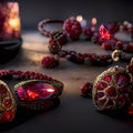 Intricate Vintage Ruby Jewelry with Shallow Depth of Field