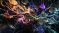 Intricate visualization of big data and machine learning with complex neural networks in modern art