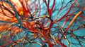 Intricate visualization of a central hub connecting diverse wires in vibrant colors and patterns
