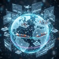 Global Logistics and E-commerce Data Network Royalty Free Stock Photo