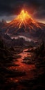 Intricate Volcanic Landscape With Fiery Fractalpunk Elements