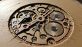 Showcases a balance wheel, cogs, and bridges, highlighting precision engineerin Royalty Free Stock Photo